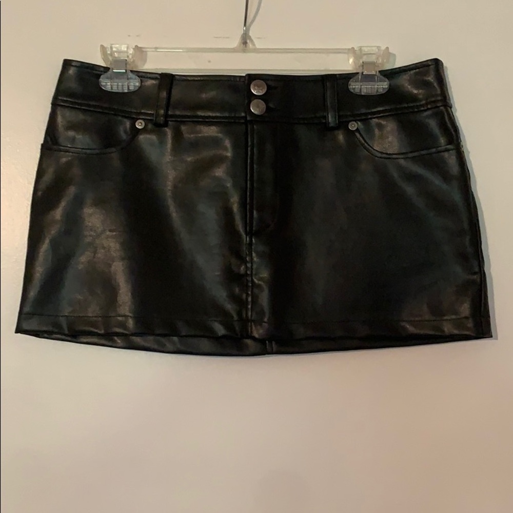 Express Polyvinyl Black Mini Skirt